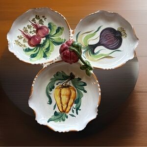Vintage Hand-Painted Ceramic Vegetable Platter